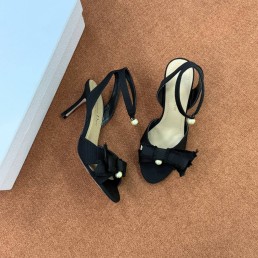 Женские текстильные босоножки Christian Dior черные с бантом 2025