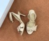 Женские текстильные босоножки Christian Dior бежевые с бантом 2025