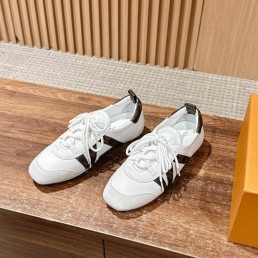 Женские комбинированные кроссовки Louis Vuitton Sneakerina белые с коричневым 2025