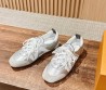 Женские комбинированные кроссовки Louis Vuitton Sneakerina серебристые с белым 2025
