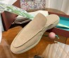 Мужские замшевые лоферы без задника Loro Piana бежевые 2025