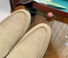Мужские замшевые лоферы без задника Loro Piana бежевые 2025