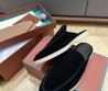 Мужские замшевые лоферы без задника Loro Piana черные 2025