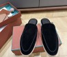 Мужские замшевые лоферы без задника Loro Piana черные 2025