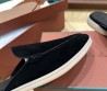 Мужские замшевые лоферы без задника Loro Piana черные 2025
