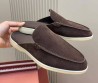 Мужские замшевые лоферы без задника Loro Piana коричневые 2025