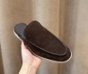 Мужские замшевые лоферы без задника Loro Piana коричневые 2025