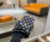 Женские кожаные шлепанцы Louis Vuitton х Murakami черные с бантом 2025