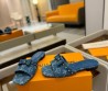 Женские текстильные шлепанцы Louis Vuitton х Murakami синие с бантом 2025