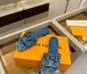Женские текстильные шлепанцы Louis Vuitton х Murakami синие с бантом 2025