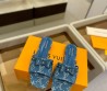 Женские текстильные шлепанцы Louis Vuitton х Murakami синие с бантом 2025