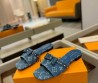 Женские текстильные шлепанцы Louis Vuitton х Murakami синие с бантом 2025