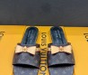 Женские кожаные шлепанцы Louis Vuitton х Murakami коричневые с бантом 2025