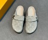 Женские текстильные мюли Louis Vuitton голубые с монограммами 2025