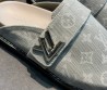 Женские текстильные мюли Louis Vuitton голубые с монограммами 2025