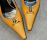 Женские кожаные туфли Saint Laurent коричневые каблук 9 см 2025