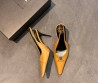 Женские кожаные туфли Saint Laurent коричневые каблук 9 см 2025