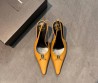 Женские кожаные туфли Saint Laurent коричневые каблук 9 см 2025
