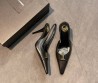 Женские кожаные туфли Saint Laurent черные каблук 9 см 2025