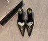 Женские кожаные туфли Saint Laurent черные каблук 9 см 2025