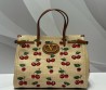 Женская текстильная сумка Valentino бежевая с вишнями 35х27х18 2025