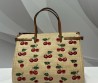 Женская текстильная сумка Valentino бежевая с вишнями 35х27х18 2025