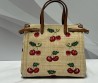 Женская текстильная сумка Valentino бежевая с вишнями 22х19х11 2025