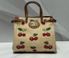 Женская текстильная сумка Valentino бежевая с вишнями 22х19х11 2025