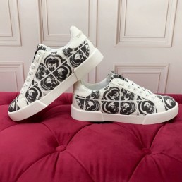 Женские комбинированные кеды Dolce & Gabbana белые с черным 2025