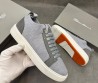 Мужские текстильные кеды Santoni серые с кожаными элементами 2025