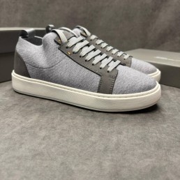 Мужские текстильные кеды Santoni серые с кожаными элементами 2025