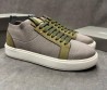 Мужские текстильные кеды Santoni серые с зелеными кожаными элементами 2025