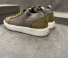Мужские текстильные кеды Santoni серые с зелеными кожаными элементами 2025