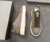 Мужские текстильные кеды Santoni серые с зелеными кожаными элементами 2025