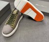 Мужские текстильные кеды Santoni серые с зелеными кожаными элементами 2025