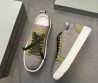 Мужские текстильные кеды Santoni серые с зелеными кожаными элементами 2025