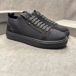 Мужские текстильные кеды Santoni черные с черной подошвой 2025