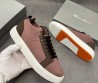 Мужские текстильные кеды Santoni коричневые с кожаными элементами 2025