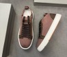 Мужские текстильные кеды Santoni коричневые с кожаными элементами 2025