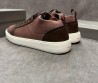 Мужские текстильные кеды Santoni коричневые с кожаными элементами 2025