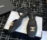Женские текстильные босоножки Chanel Goatskin Grosgrain черные 2025