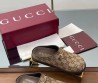 Женские текстильные мюли Gucci коричневые с орнаментом GG 2025