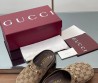 Женские текстильные мюли Gucci коричневые с орнаментом GG 2025