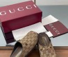 Женские текстильные мюли Gucci коричневые с орнаментом GG 2025