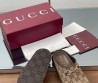 Женские текстильные мюли Gucci коричневые с орнаментом GG 2025