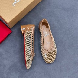 Женские плетеные туфли Christian Louboutin бежевые 2025