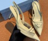 Женские комбинированные туфли Prada бежевые каблук 8 см 2025