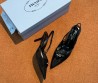 Женские комбинированные туфли Prada черные каблук 8 см 2025