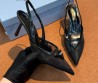 Женские комбинированные туфли Prada черные каблук 8 см 2025
