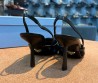 Женские комбинированные туфли Prada черные каблук 8 см 2025